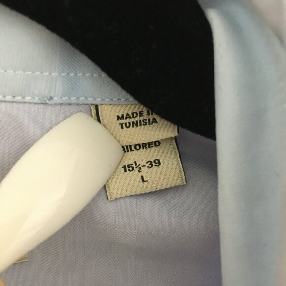 BURBERRY LONDON Mens Large 15 1/2 -39 Dress Shirt Button Down Light Blue Cotton - Picture 7 of 14